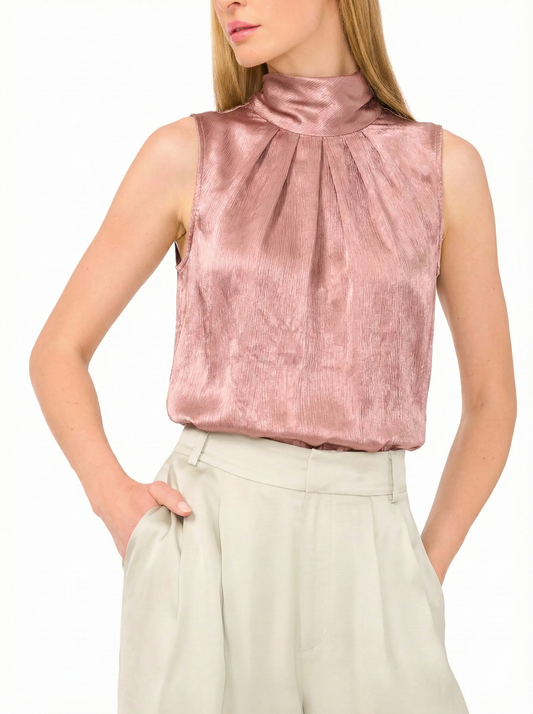 Rose Dusk Bow-Back Satin Top