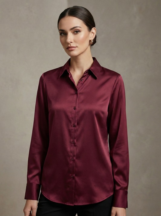 Merlot Charm Satin Shirt