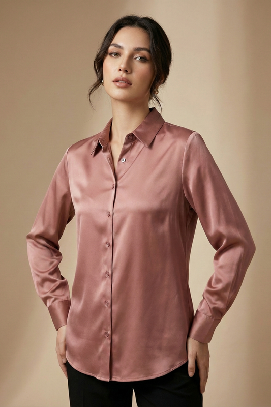Rose Éclat Satin Shirt